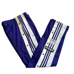 Adidas Adibreak Track Pants Purple White Snap Side Breakaway Mens Medium Vintage